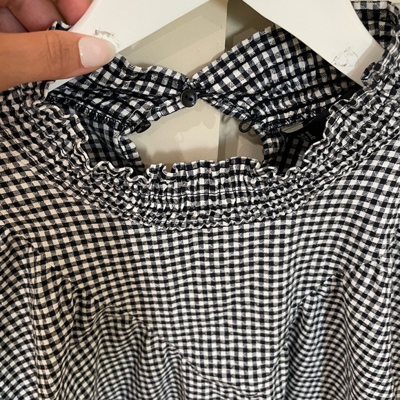 Zara Black and White Gingham Blouse Size Small - Picture 4 of 5